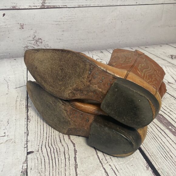 Montana Cowboy Boots Mens 7E Brown Leather‎ Pull On Western Pointed Toe main image 4